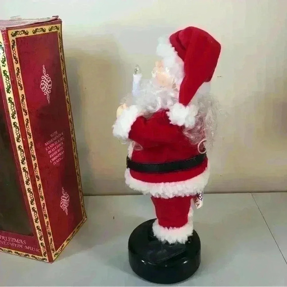 Motion 15”Plastic Santa Claus Musical Figurine Holding Candle Battery Operated - Picture 4 of 12